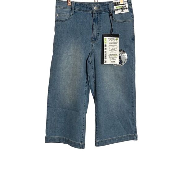 D. Jeans NWT Recycled Denim High Waist Wide Leg Capri Jeans Light Stone Size 4 - Picture 1 of 8